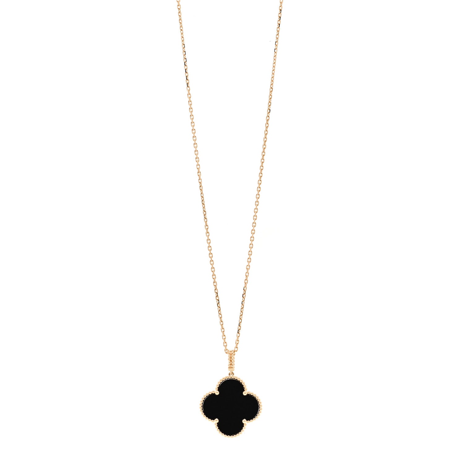 Van Cleef & Arpels 18K Yellow Gold Black Onyx Magic Alhambra Pendant Necklace 1 of 6