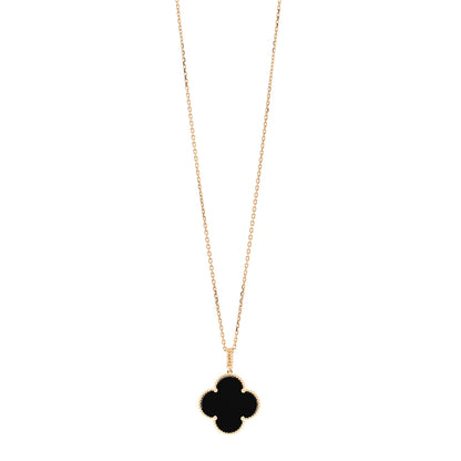 Van Cleef & Arpels 18K Yellow Gold Black Onyx Magic Alhambra Pendant Necklace 1 of 6