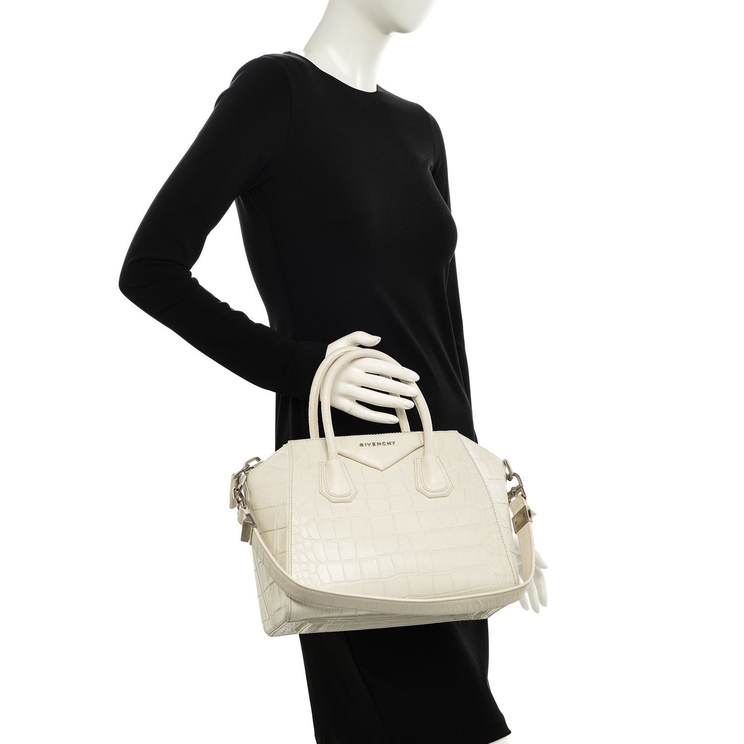 Givenchy Calfskin Crocodile Embossed Small Antigona White 2 of 15