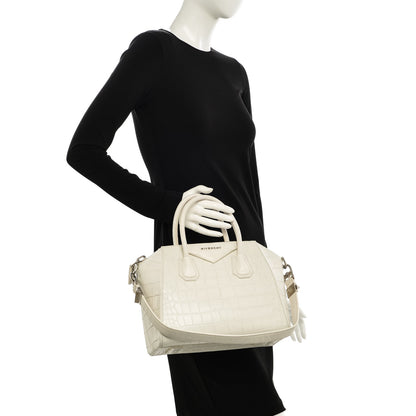 Givenchy Calfskin Crocodile Embossed Small Antigona White 2 of 15