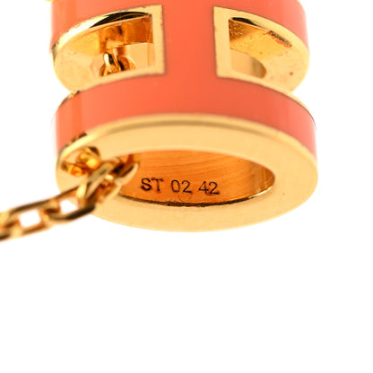 Hermes Lacquered Gold Mini Pop H Pendant Necklace Orange 7 of 8