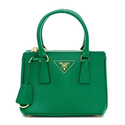 Prada Saffiano Lux Mini Galleria Double Zip Tote Mango 1 of 10