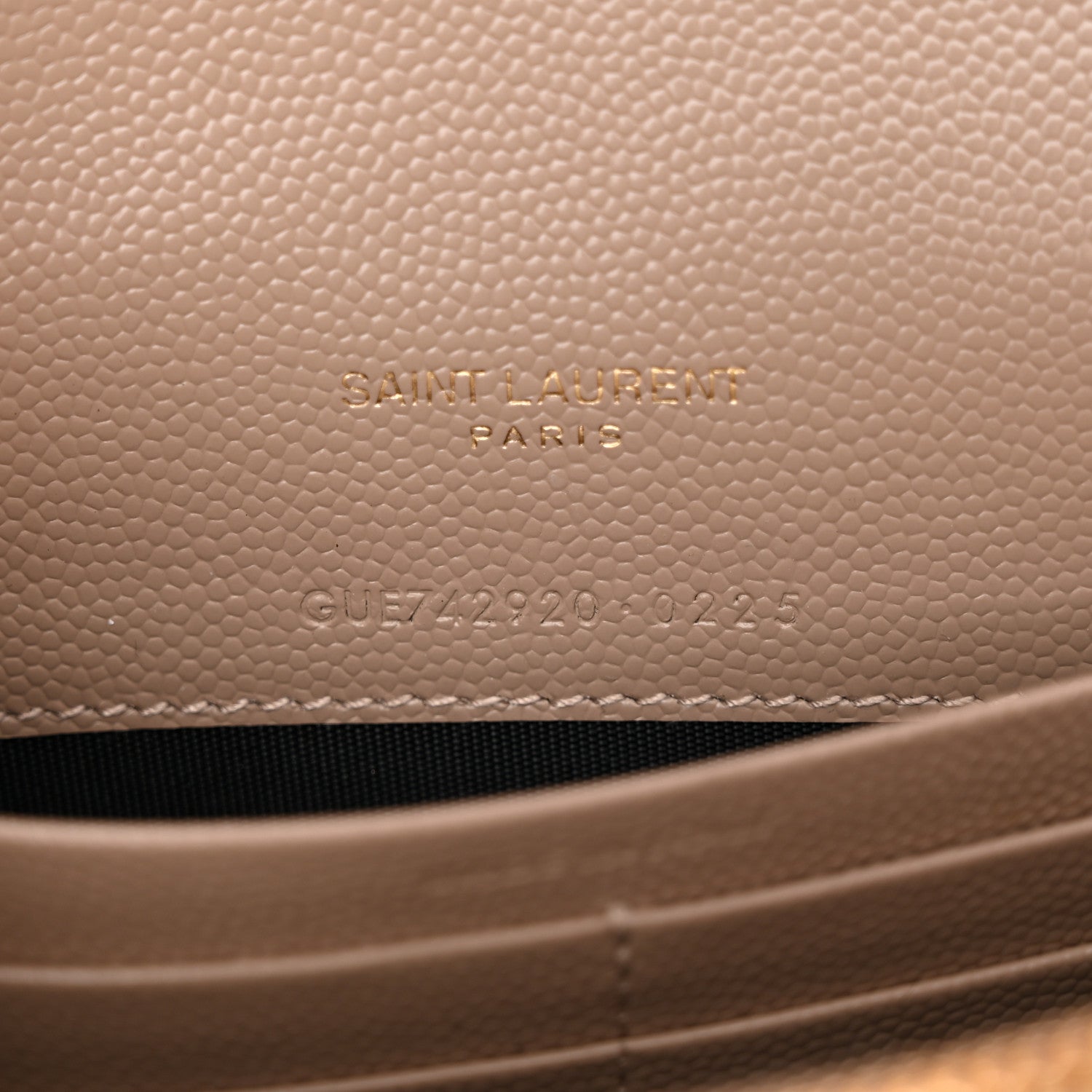 Saint Laurent Grain De Poudre Matelasse Chevron Monogram Envelope Chain Wallet Dark Beige 7 of 13