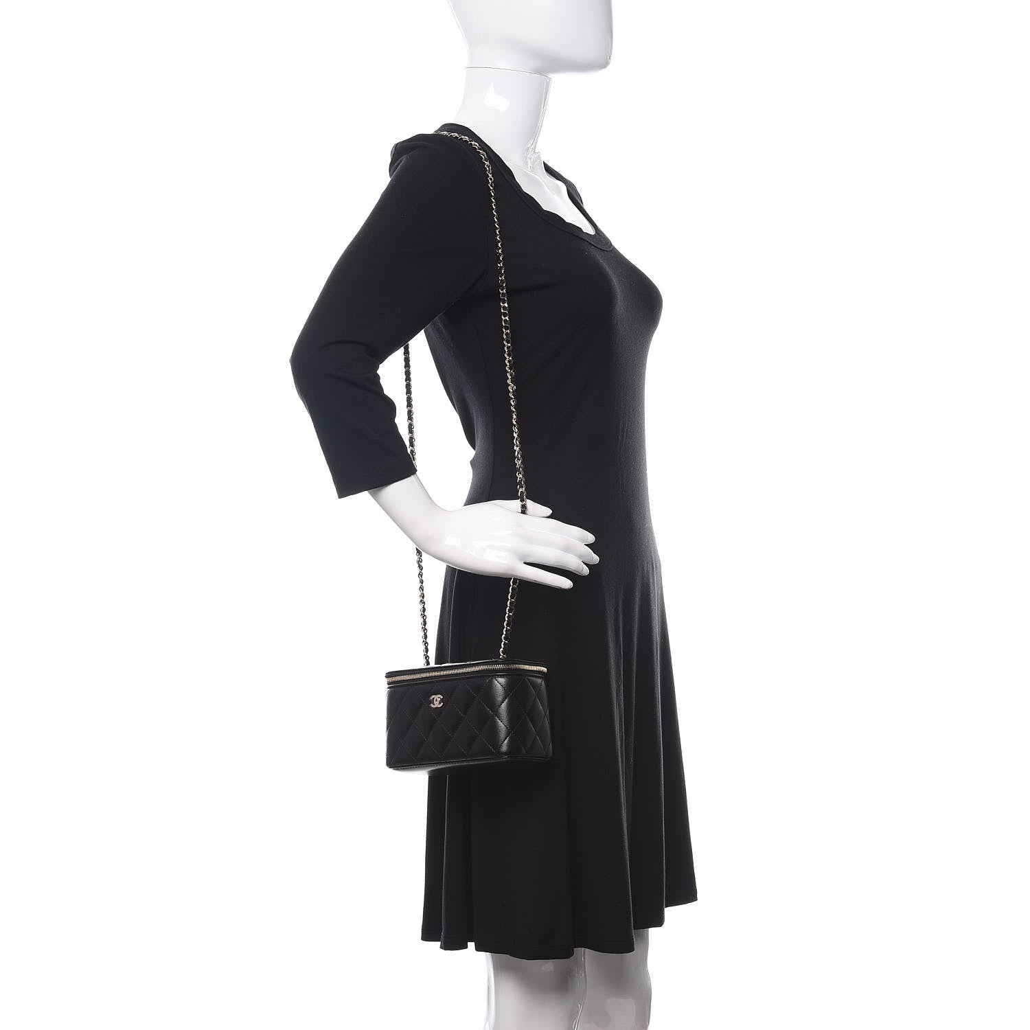 Chanel Lambskin Quilted Small Vanity Case With Chain Black 2 of 10