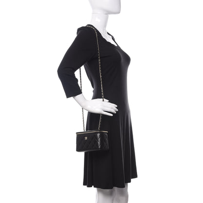 Chanel Lambskin Quilted Small Vanity Case With Chain Black 2 of 10