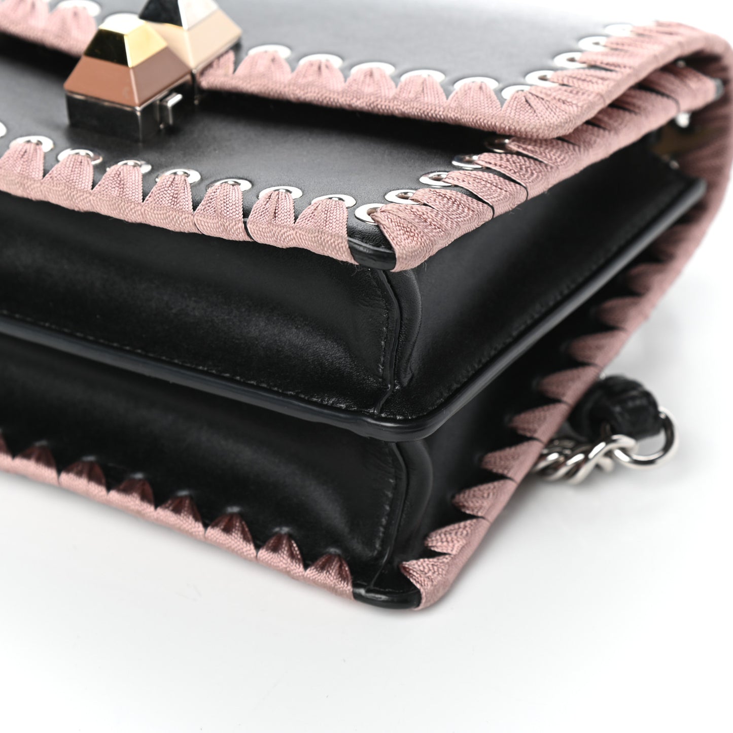 Calfskin Lace Up Small Kan I Shoulder Bag Black