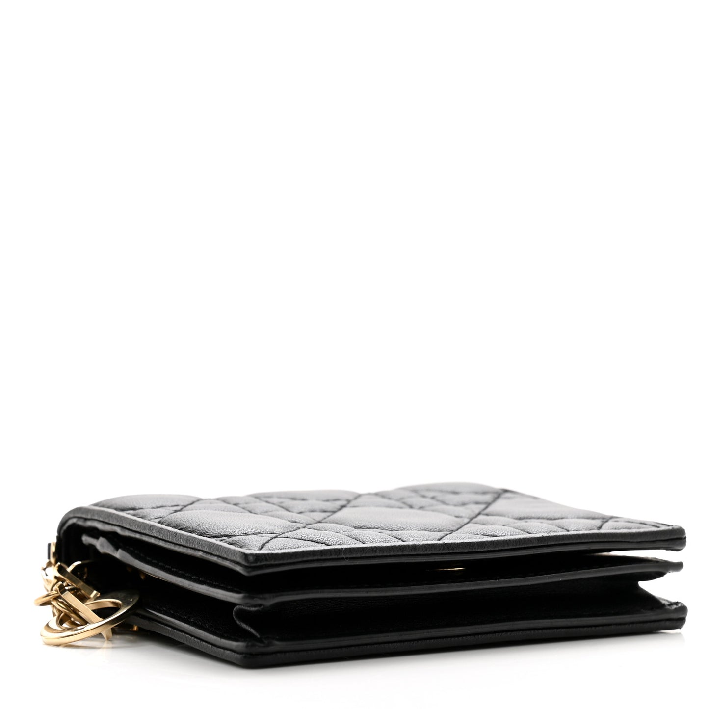 Lambskin Cannage Mini Lady Dior Wallet Black