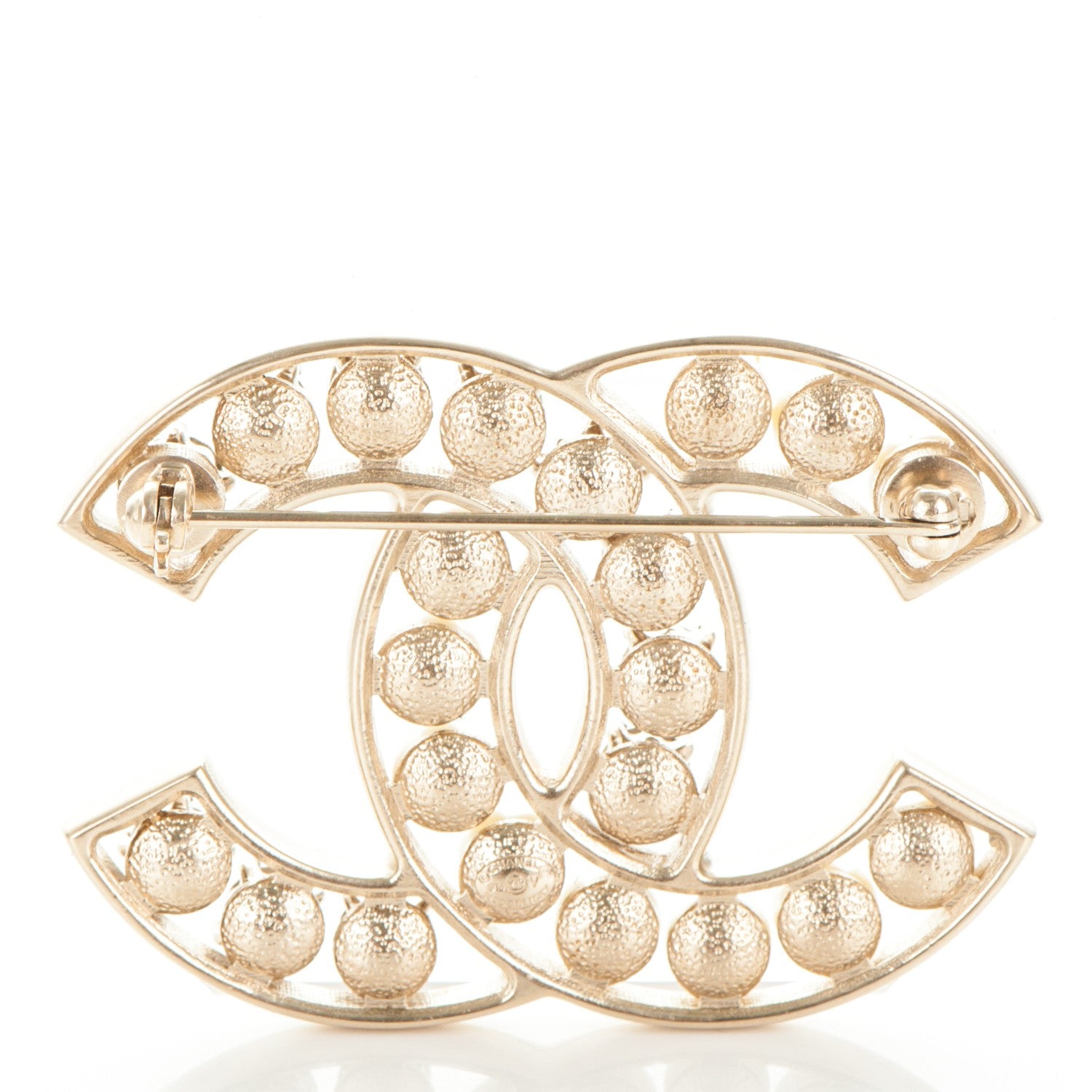 Chanel Pearl Crystal CC Brooch Gold 3 of 3