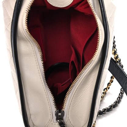 Chanel Aged Calfskin Quilted Small Gabrielle Hobo Black White 5 of 11