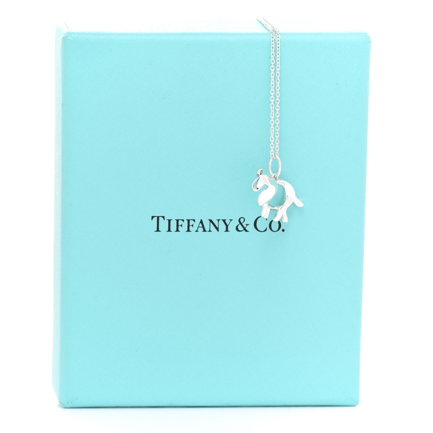 Tiffany Sterling Silver Tsavorite Save the Wild Elephant Charm Necklace 7 of 7