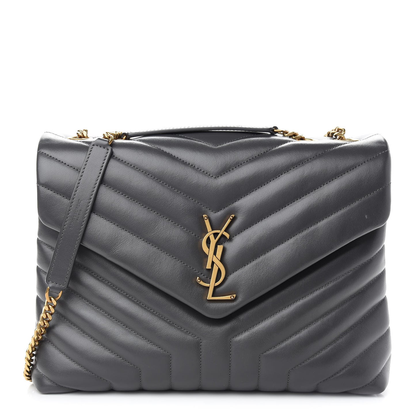 Calfskin Y Quilted Monogram Medium Loulou Chain Satchel Asphalt