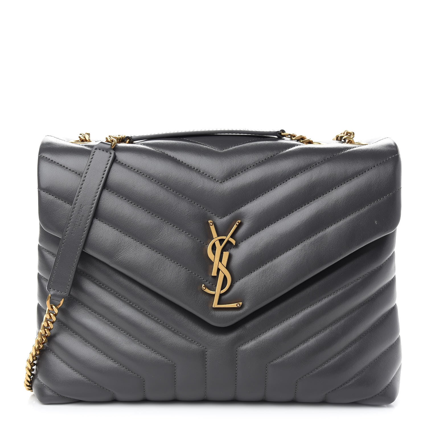 Saint Laurent Calfskin Y Quilted Monogram Medium Loulou Chain Satchel Asphalt 1 of 10