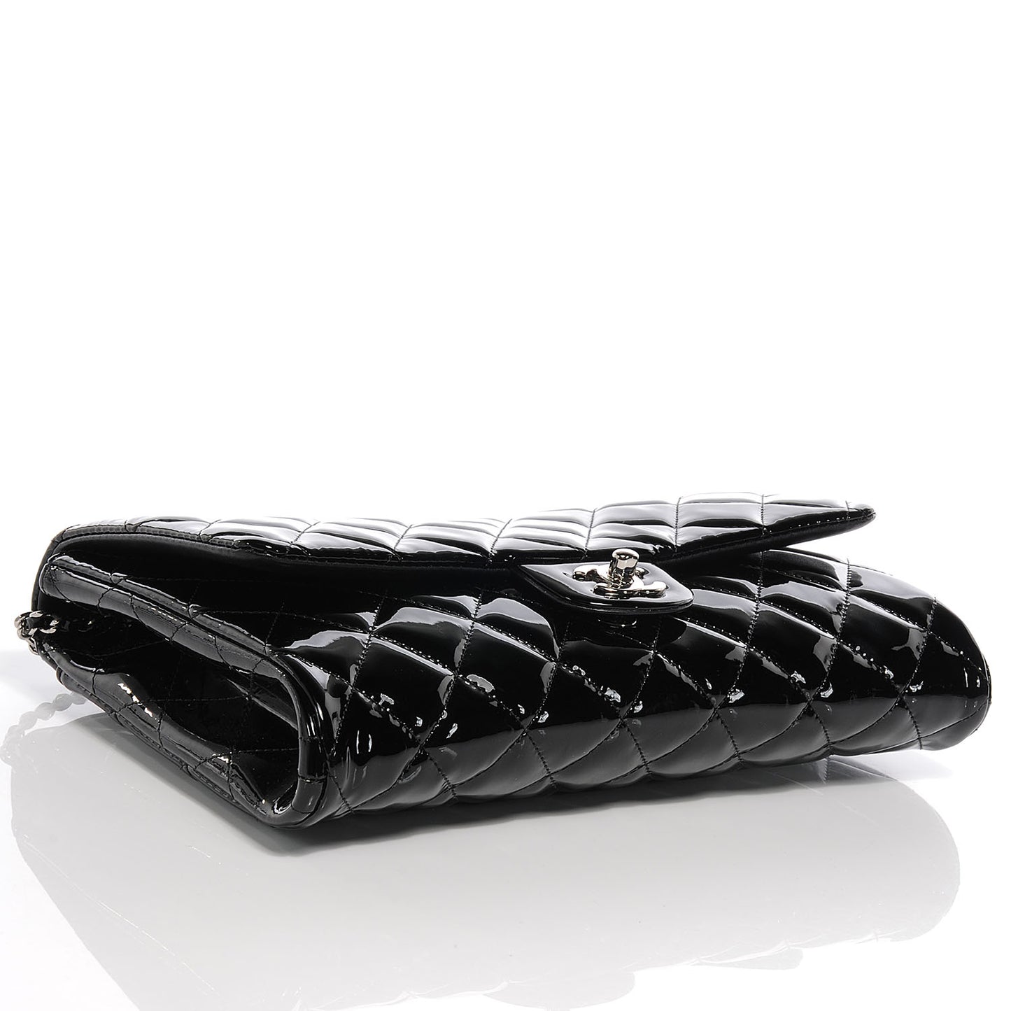 Patent Quilted Clutch Flap Black