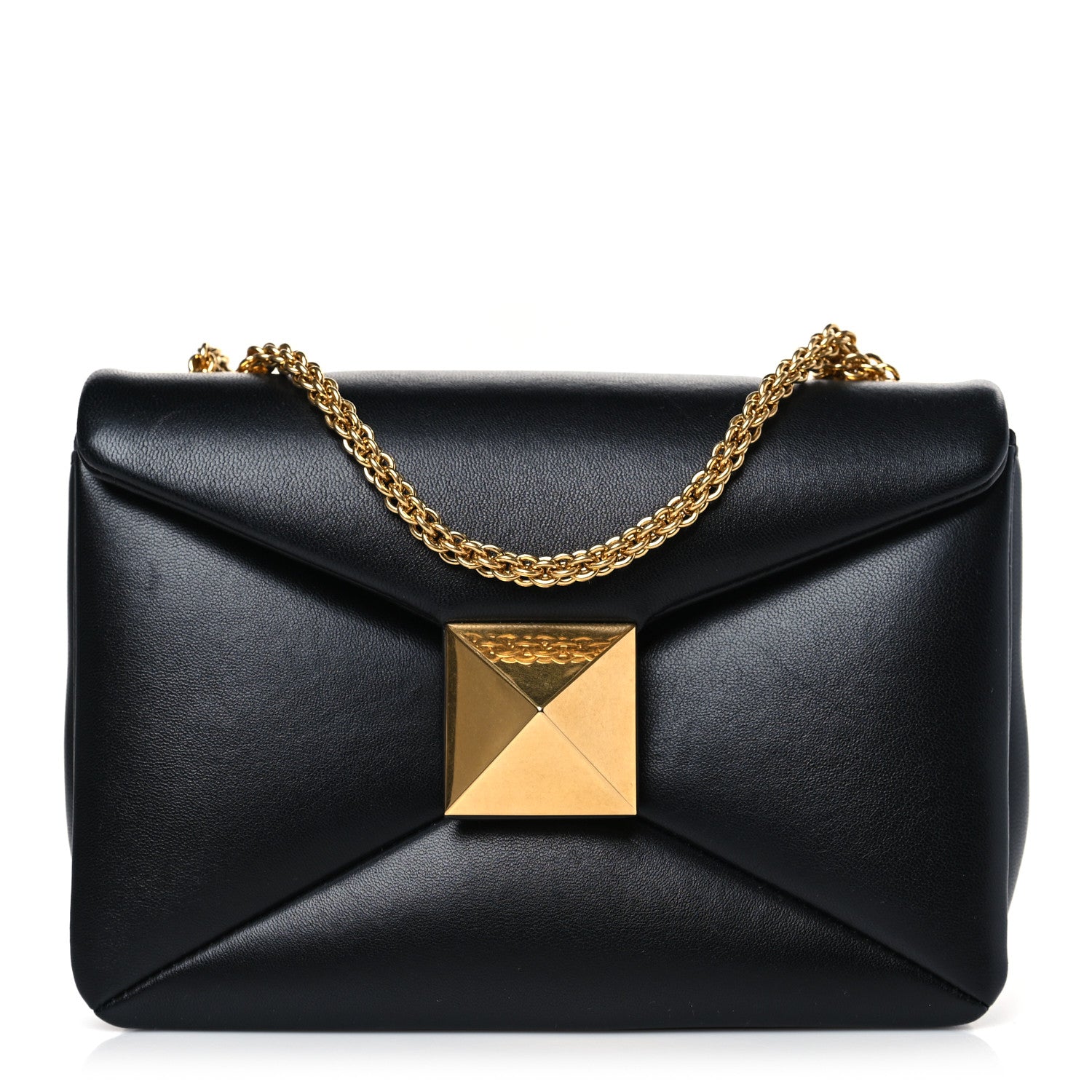 Valentino Garavani Nappa One Stud Chain Clutch Black 1 of 8