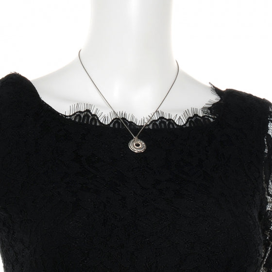 Sterling Silver Diamond Sculpted Cable Disc Necklace