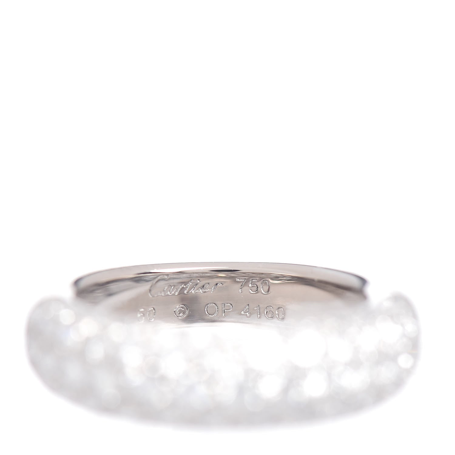 Cartier 18K White Gold Diamond Eternity Half Paved Band Ring 50 5.25 5 of 6