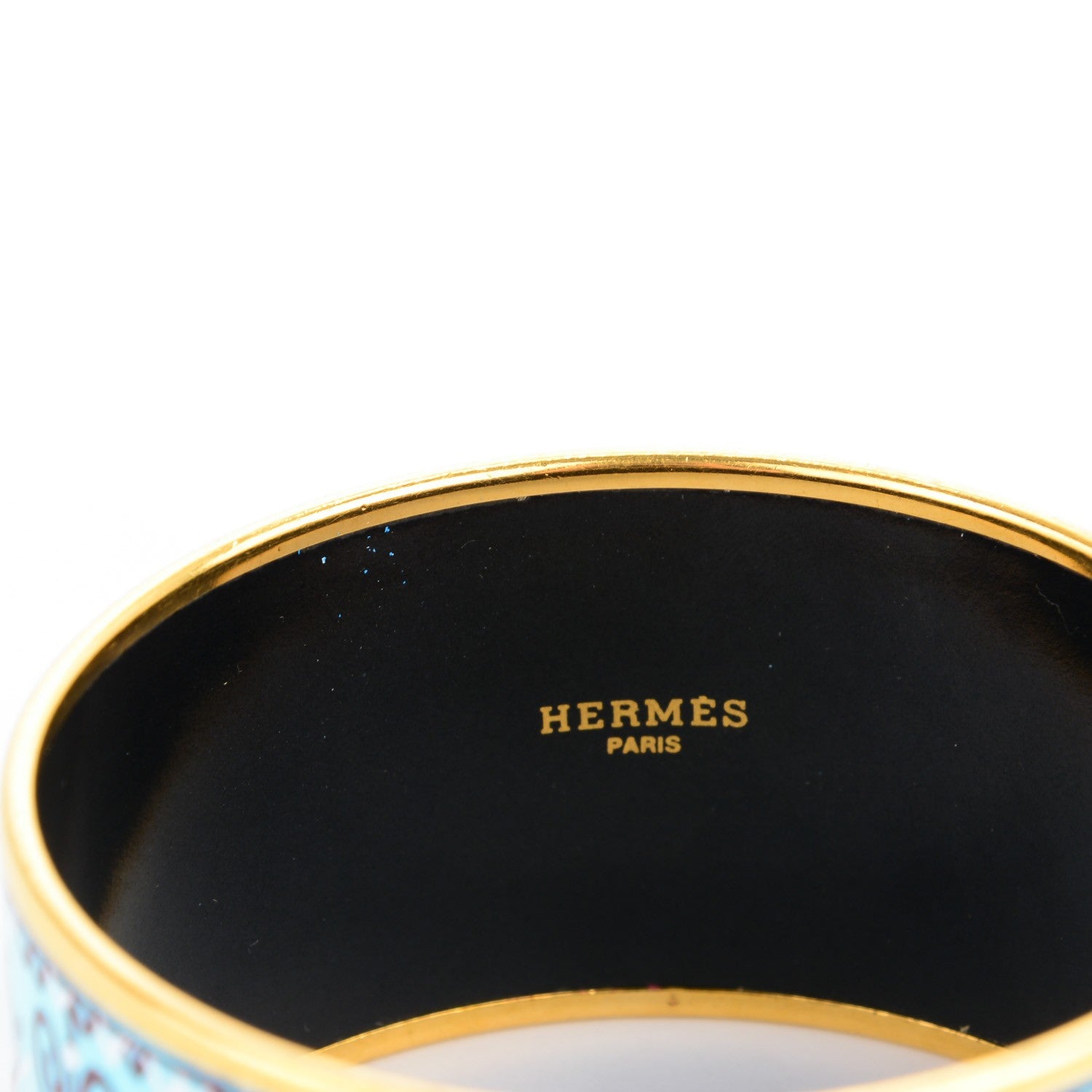 Hermes Enamel Printed Horses Extra Wide Bracelet 70 Aqua 4 of 5