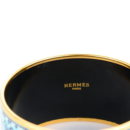 Hermes Enamel Printed Horses Extra Wide Bracelet 70 Aqua 4 of 5