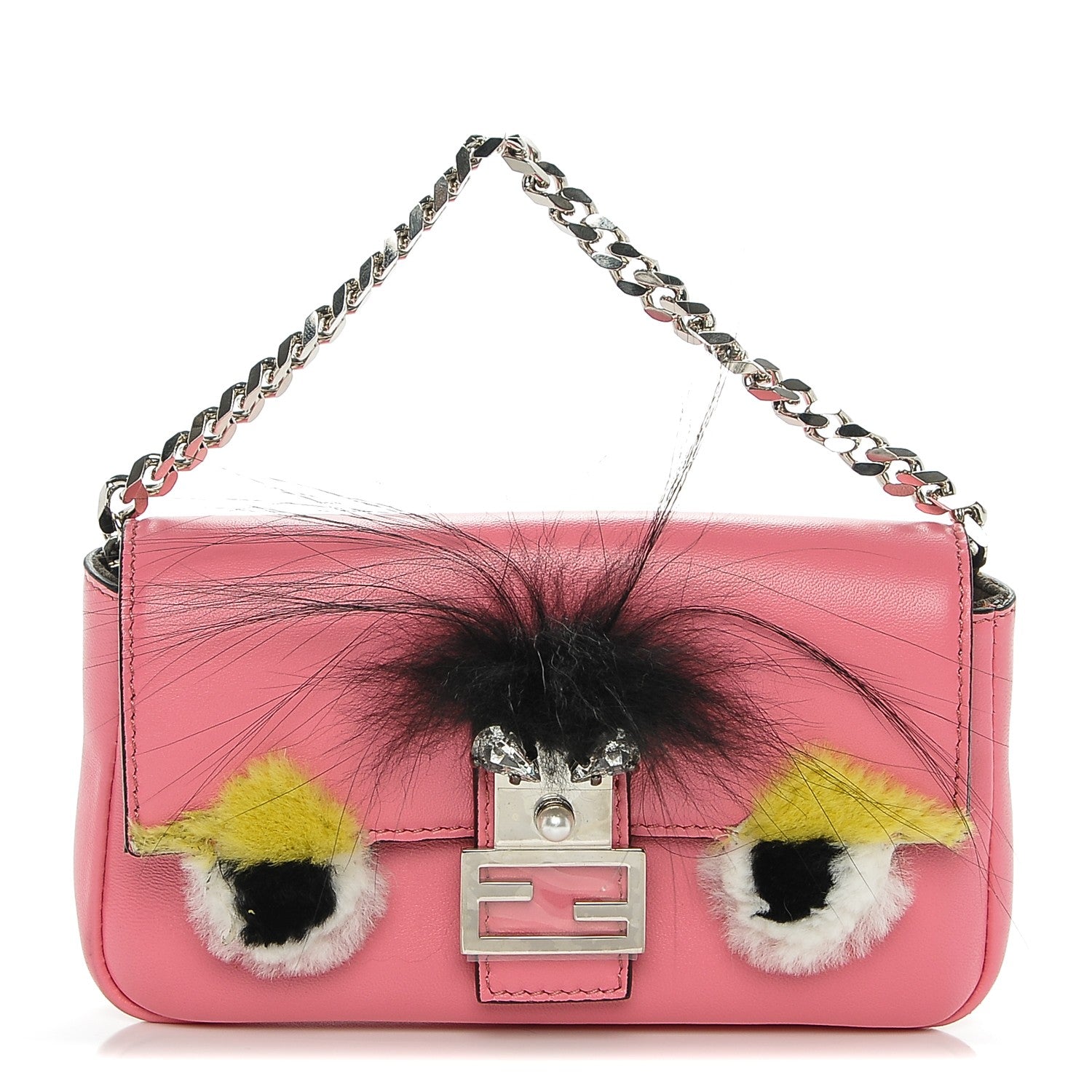 Fendi Nappa Rabbit Fox Fur Micro Buggie Baguette Rosa Fluo Multicolor 1 of 6