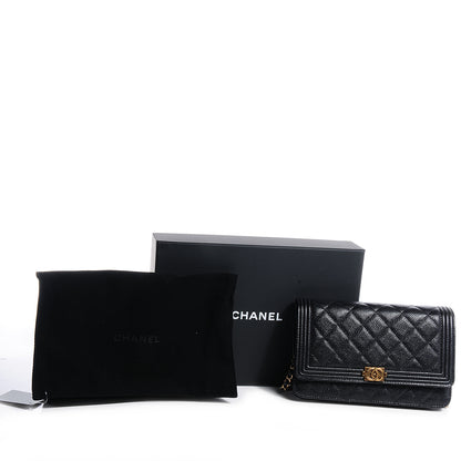 Chanel Caviar Quilted Boy Wallet On Chain WOC Black 5 of 8