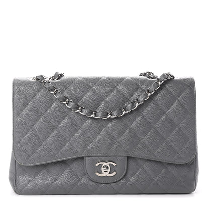 Chanel Caviar Quilted Jumbo Single Flap Grey 1 of 10