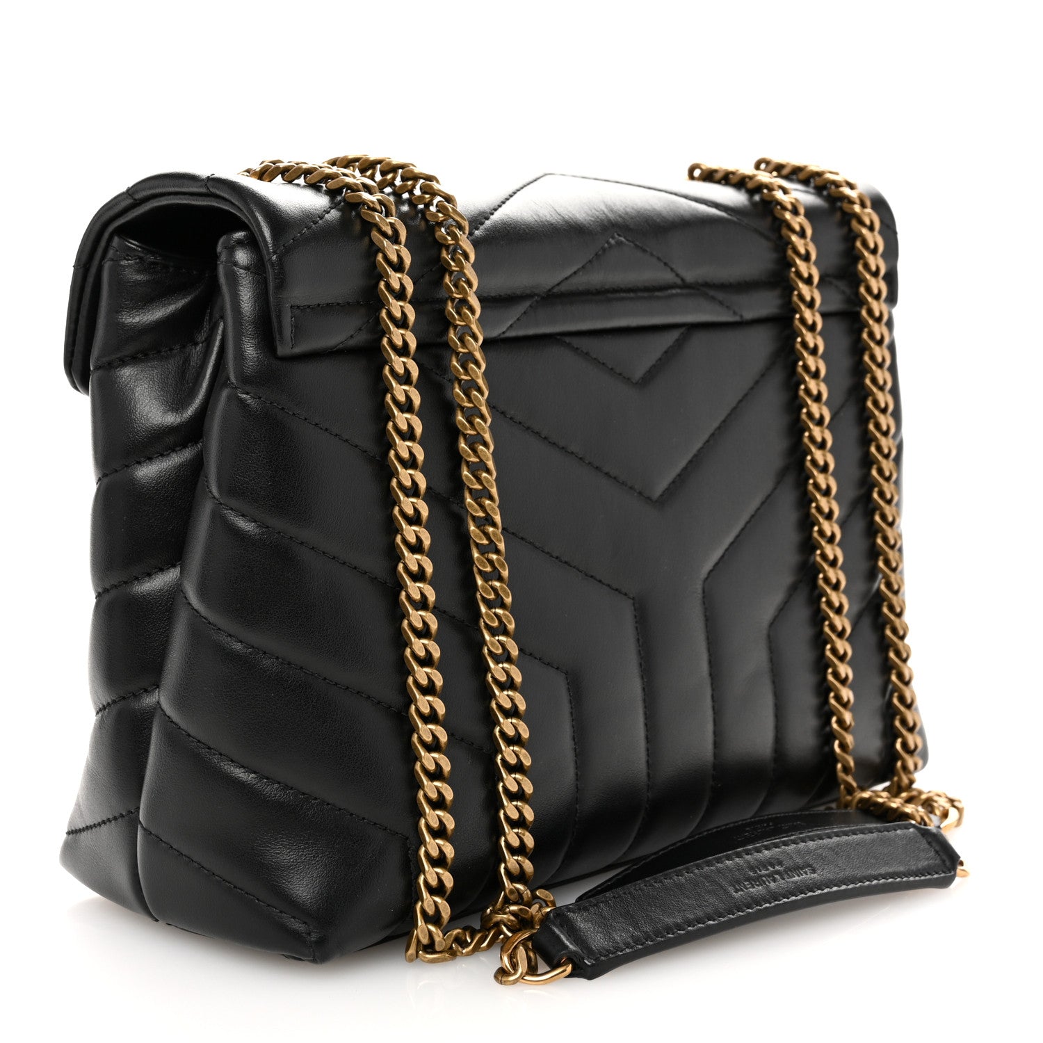 Saint Laurent Calfskin Y Quilted Monogram Small Loulou Chain Satchel Black 3 of 12