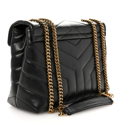 Saint Laurent Calfskin Y Quilted Monogram Small Loulou Chain Satchel Black 3 of 12