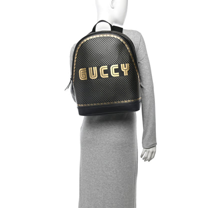 Gucci X SEGA Calfskin GUCCY Stars Dome Backpack Black Gold 3 of 11