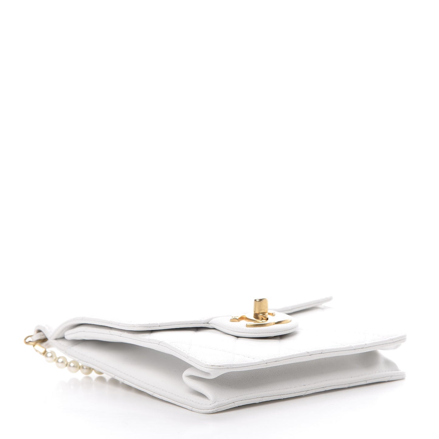 Lambskin Quilted Chic Pearls Flap White
