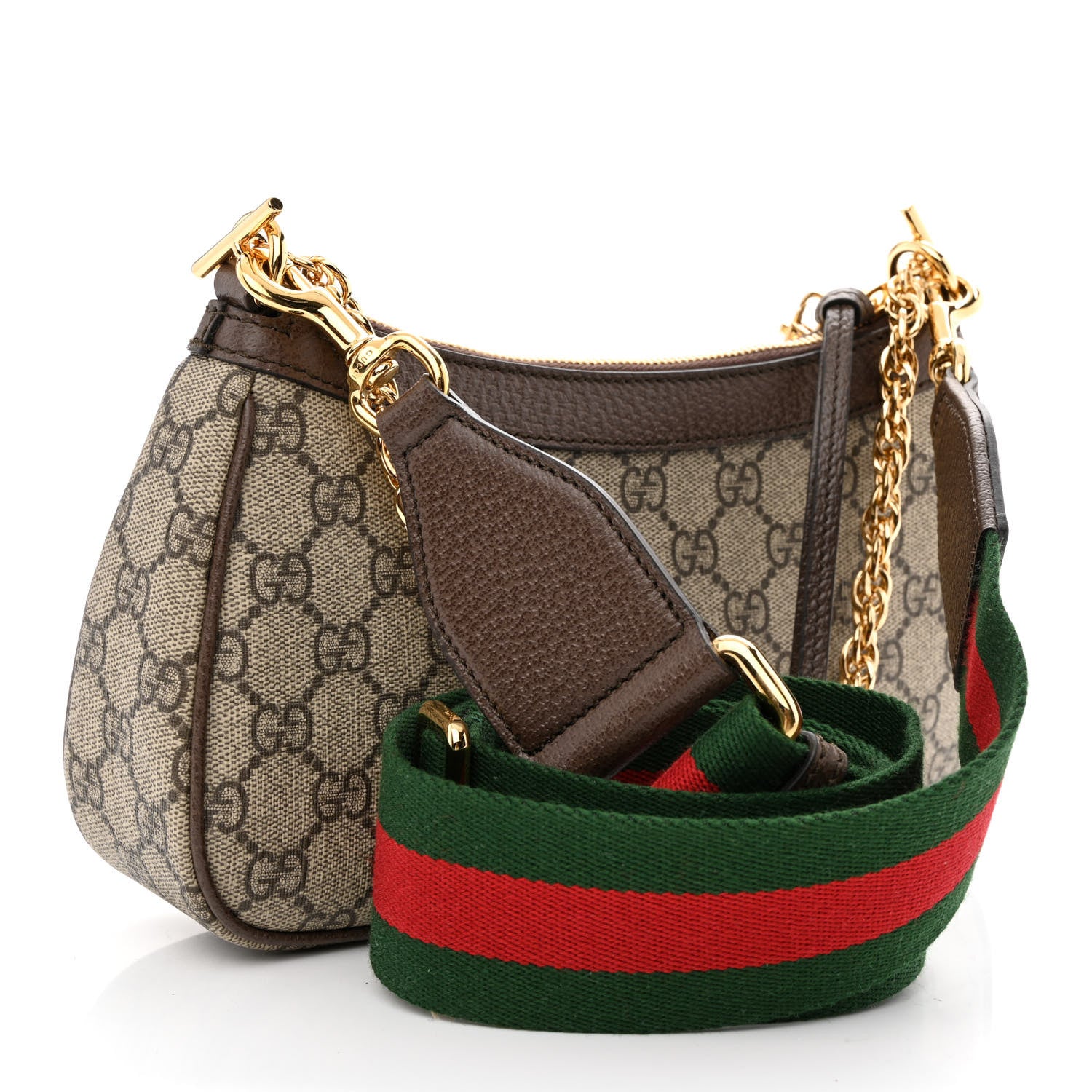 Gucci GG Supreme Monogram Textured Dollar Calfskin Web Small Ophidia GG Handbag Beige Ebony New Acero 3 of 10