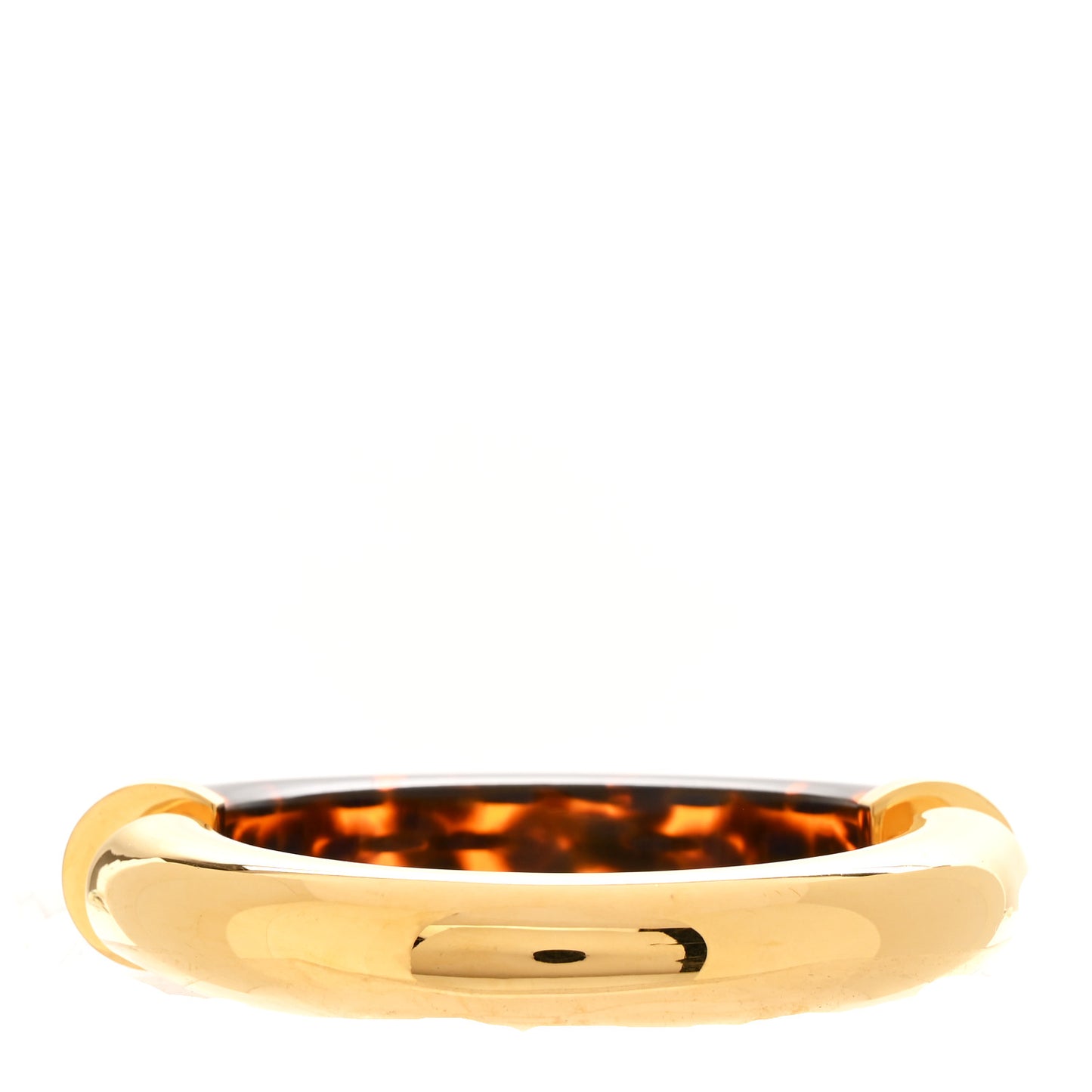 Resin Metal Split Hoop Bangle Bracelet M Gold Havana
