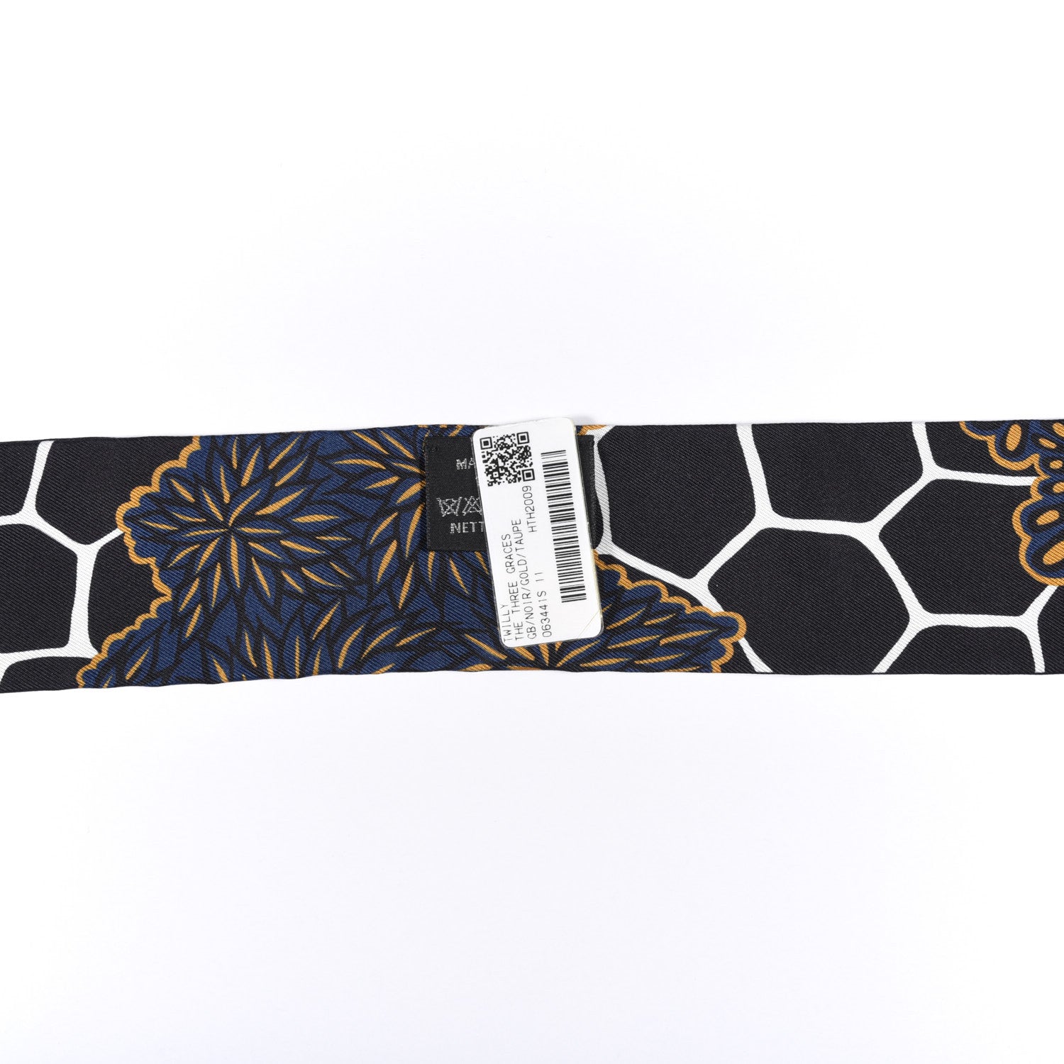 Hermes Silk Three Graces Twilly Black Gold Taupe 4 of 6