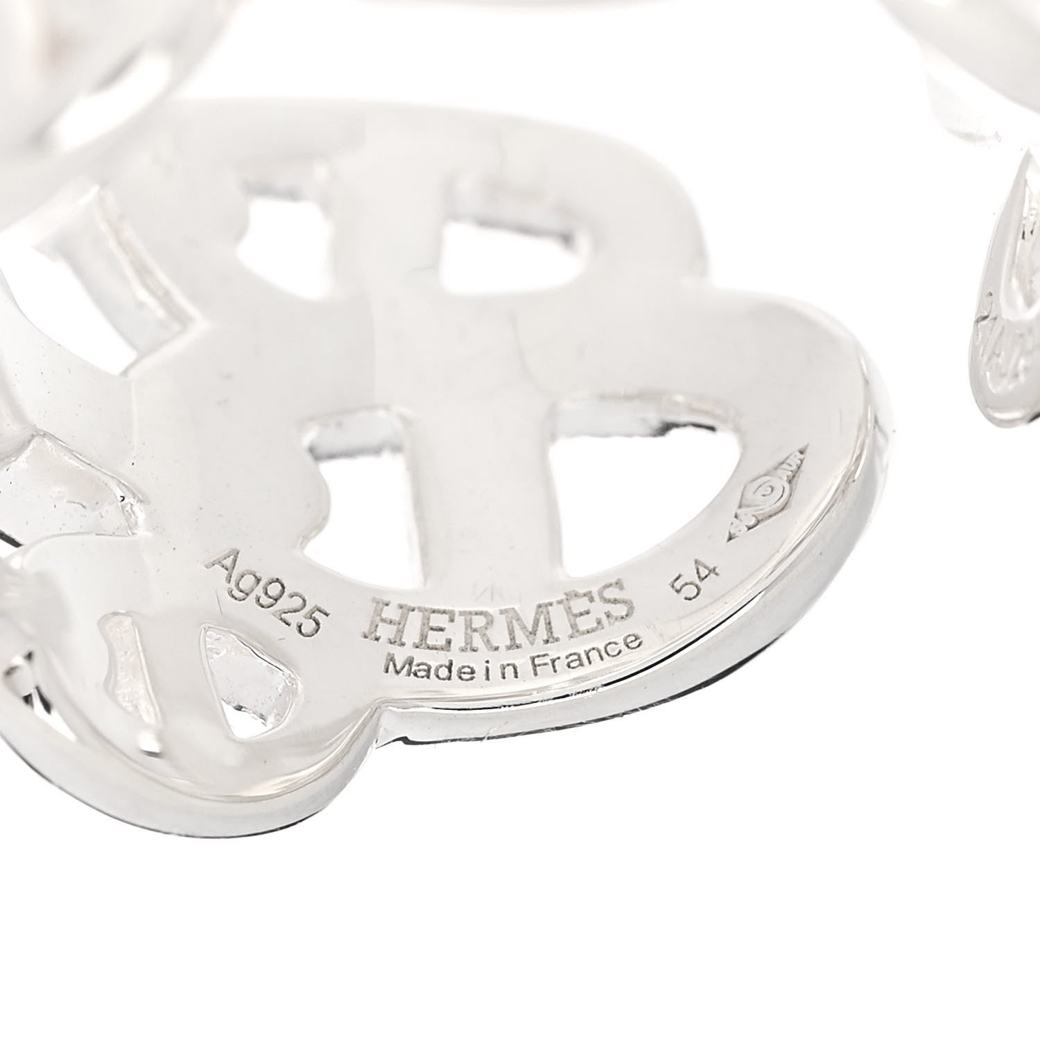 Hermes Sterling Silver GM Chaine d'Ancre Enchainee Band Ring 54 6.75 4 of 6