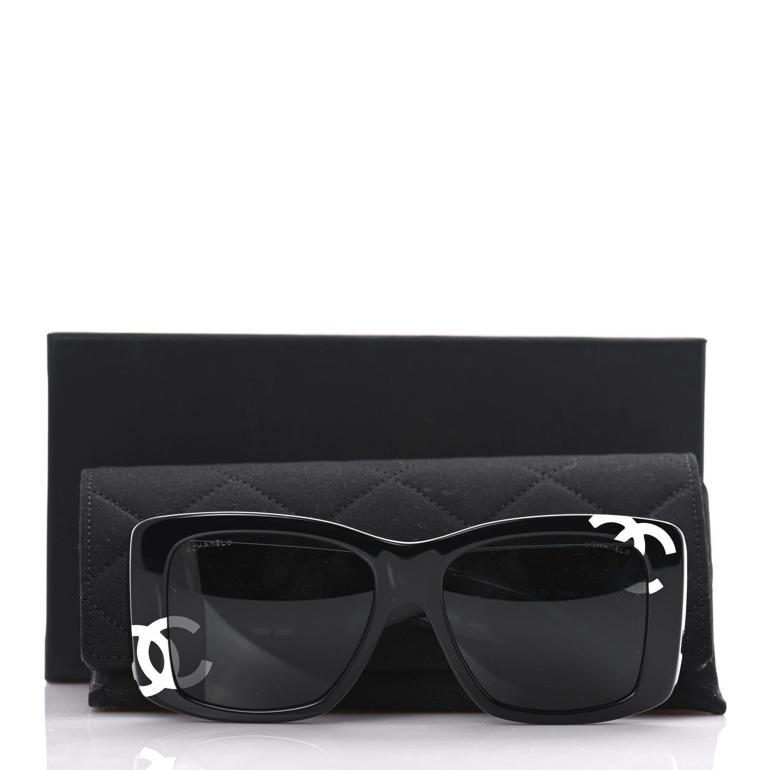 Chanel Acetate CC Logo Square Sunglasses 71472 Black 8 of 8