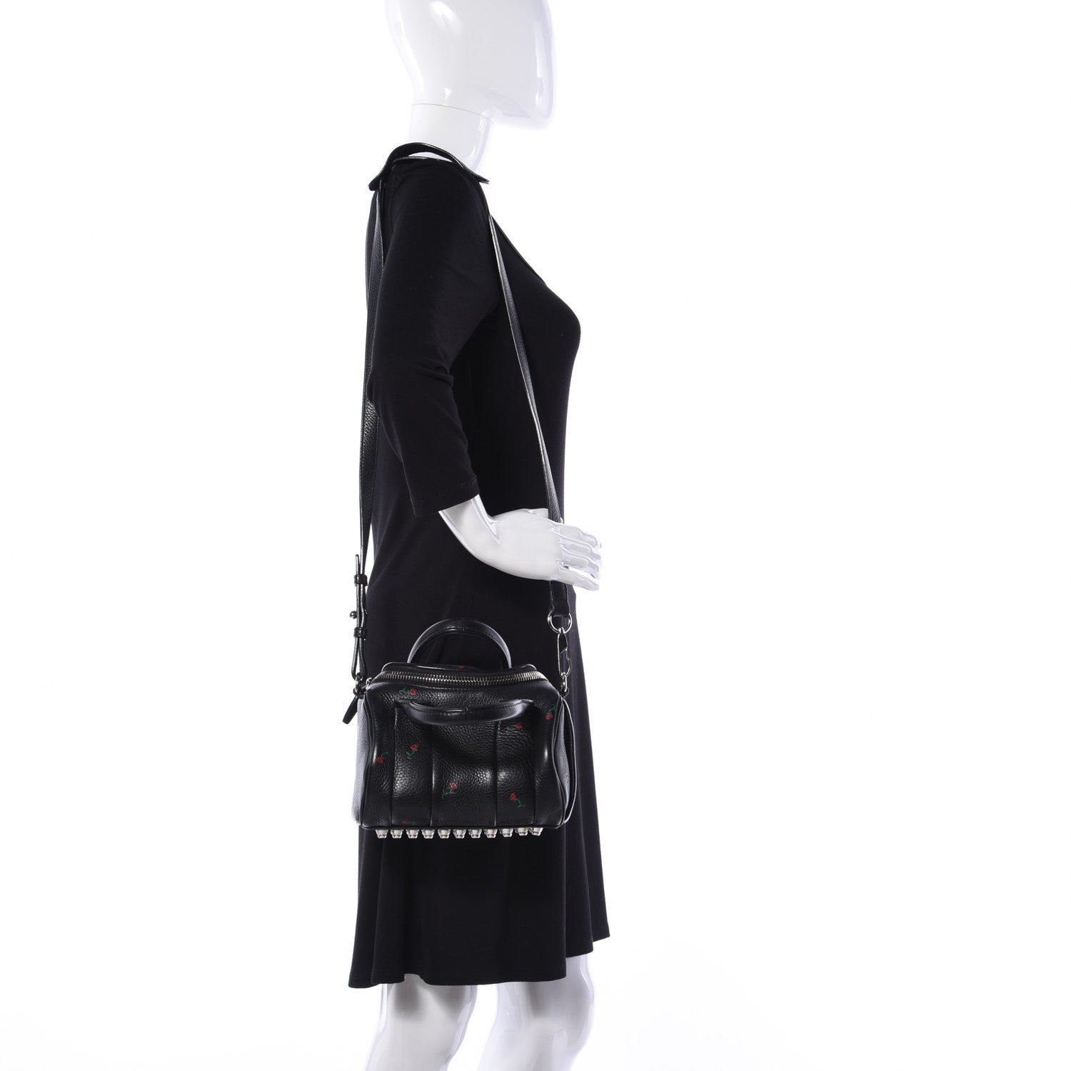 Alexander Wang Pebbled Lambskin Rose Printed Mini Rockie Black Silver Hardware 2 of 12