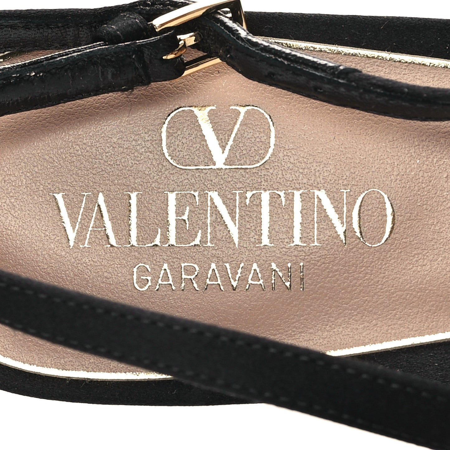 Satin Crystal Vlogo Slingback 20mm Pumps 39.5 Black