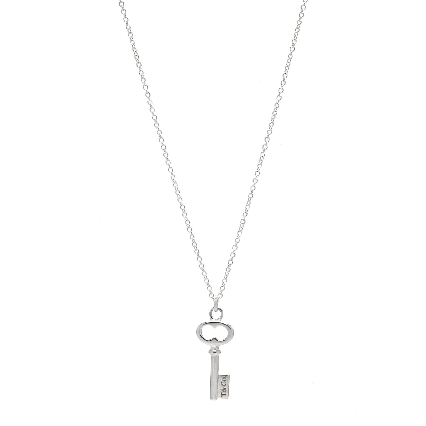 Sterling Silver Mini Oval Key Pendant Necklace