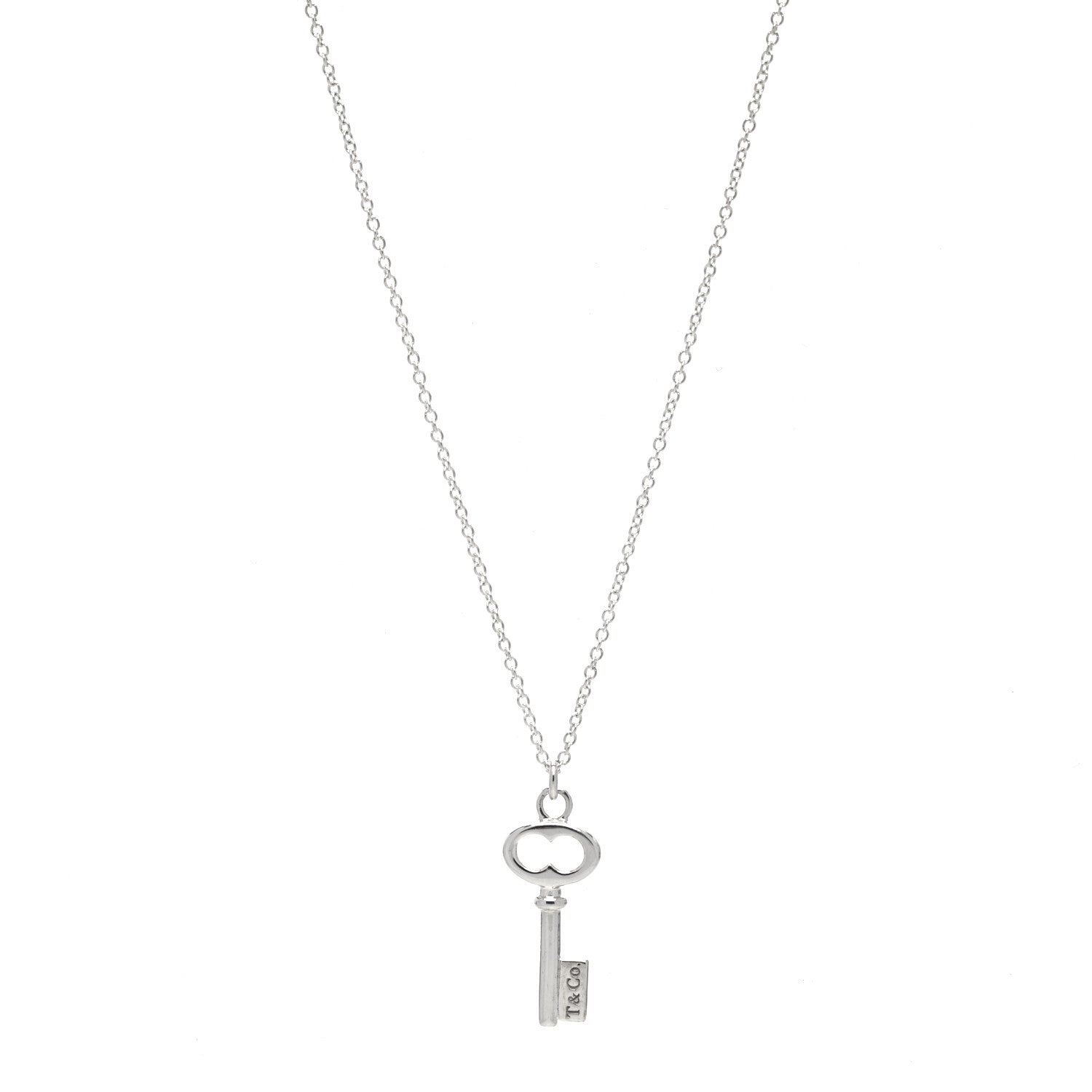 Tiffany Sterling Silver Mini Oval Key Pendant Necklace 1 of 5