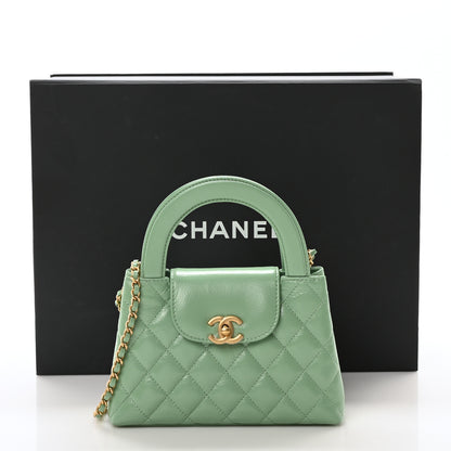 Chanel Shiny Aged Calfskin Quilted Nano Kelly Shopper Light Green 11 of 11