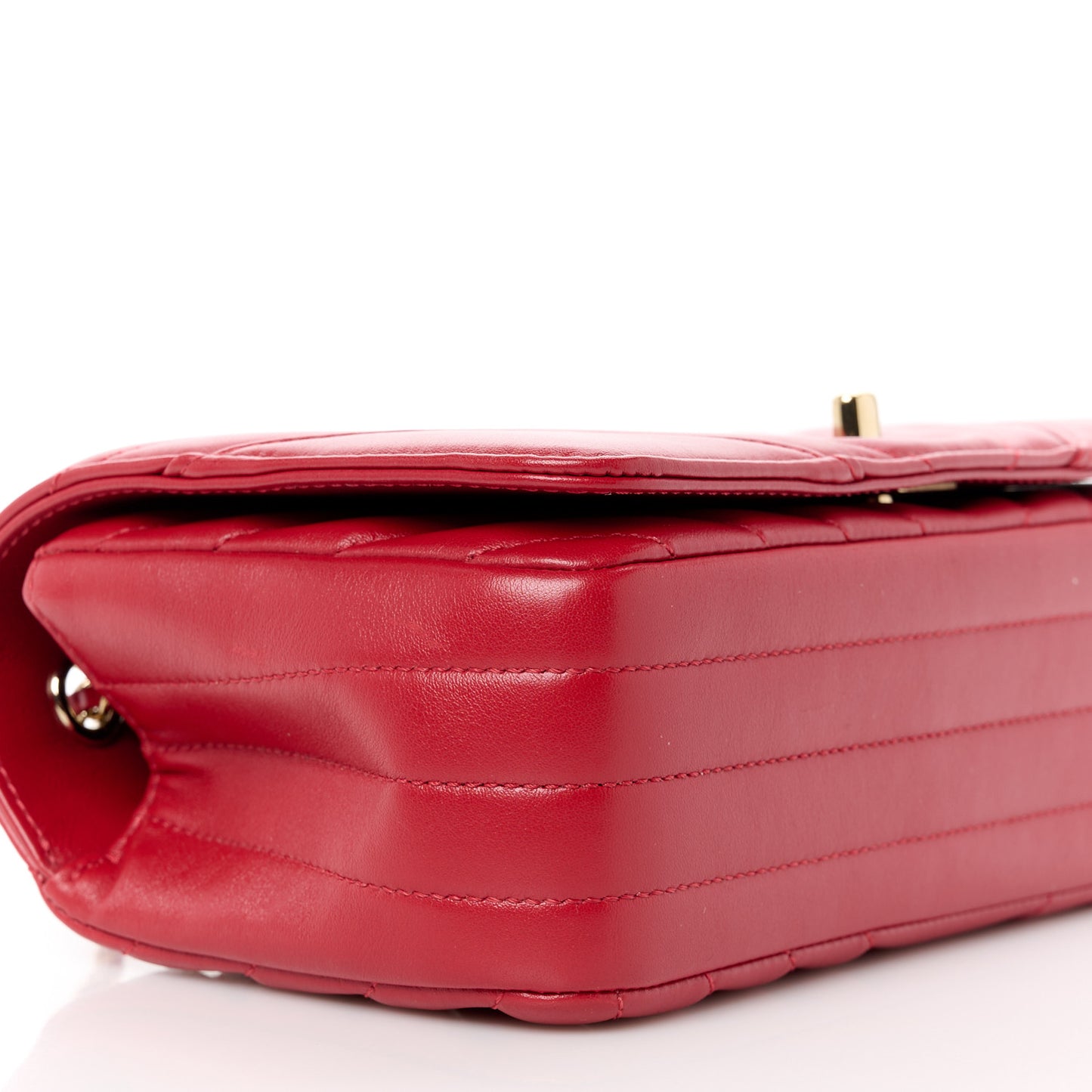 Calfskin Chevron Quilted Mini Statement Flap Red