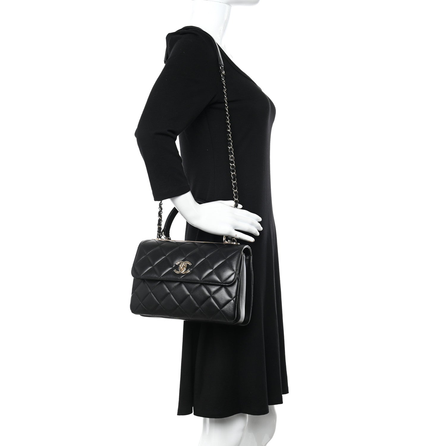 Chanel Lambskin Quilted Small Trendy CC Dual Handle Flap Bag Black 2 of 10