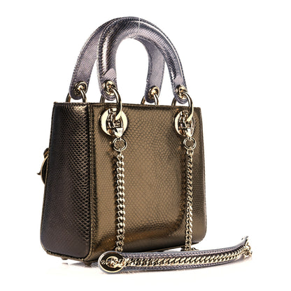 Christian Dior Metallic Lizard Mini Lady Dior Gold Silver 3 of 9