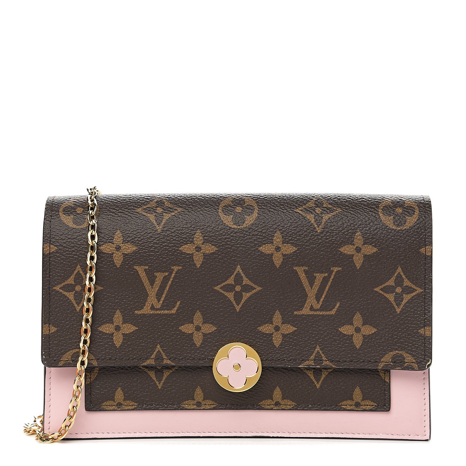 Louis Vuitton Monogram Flore Chain Wallet Rose Ballerine 1 of 9