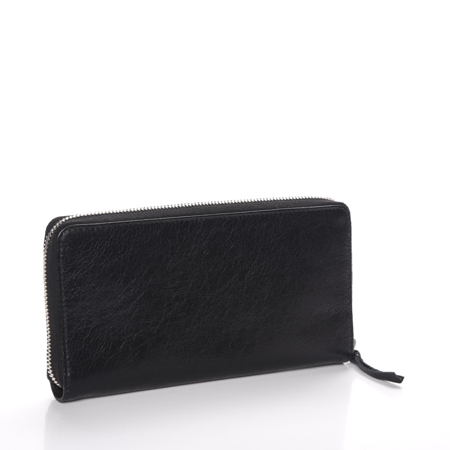 Balenciaga Agneau Classic Silver Hardware Continental Zip Around Wallet Black 3 of 8