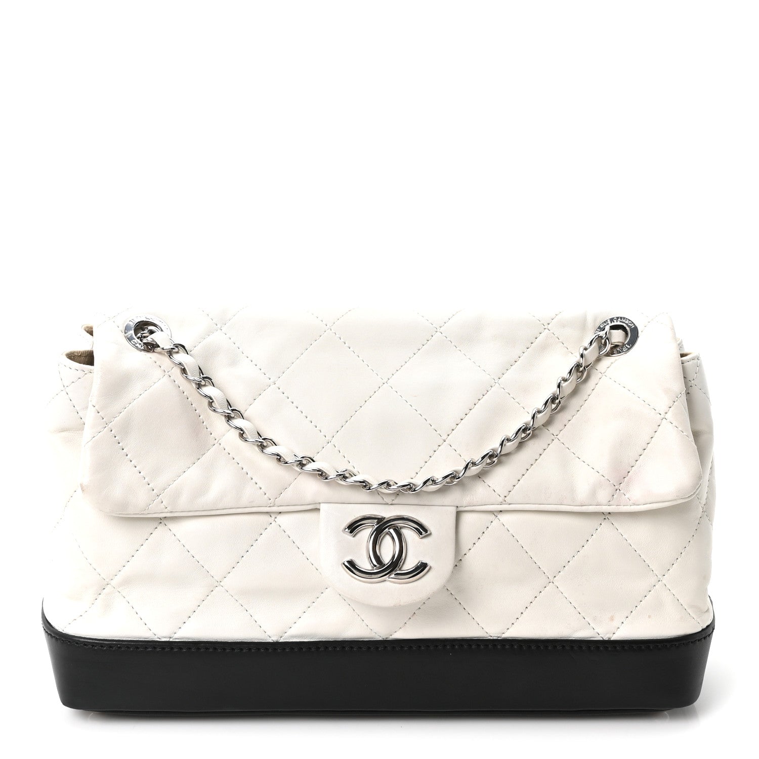 Chanel Calfskin Quilted VIP Flap White Black 1 of 11