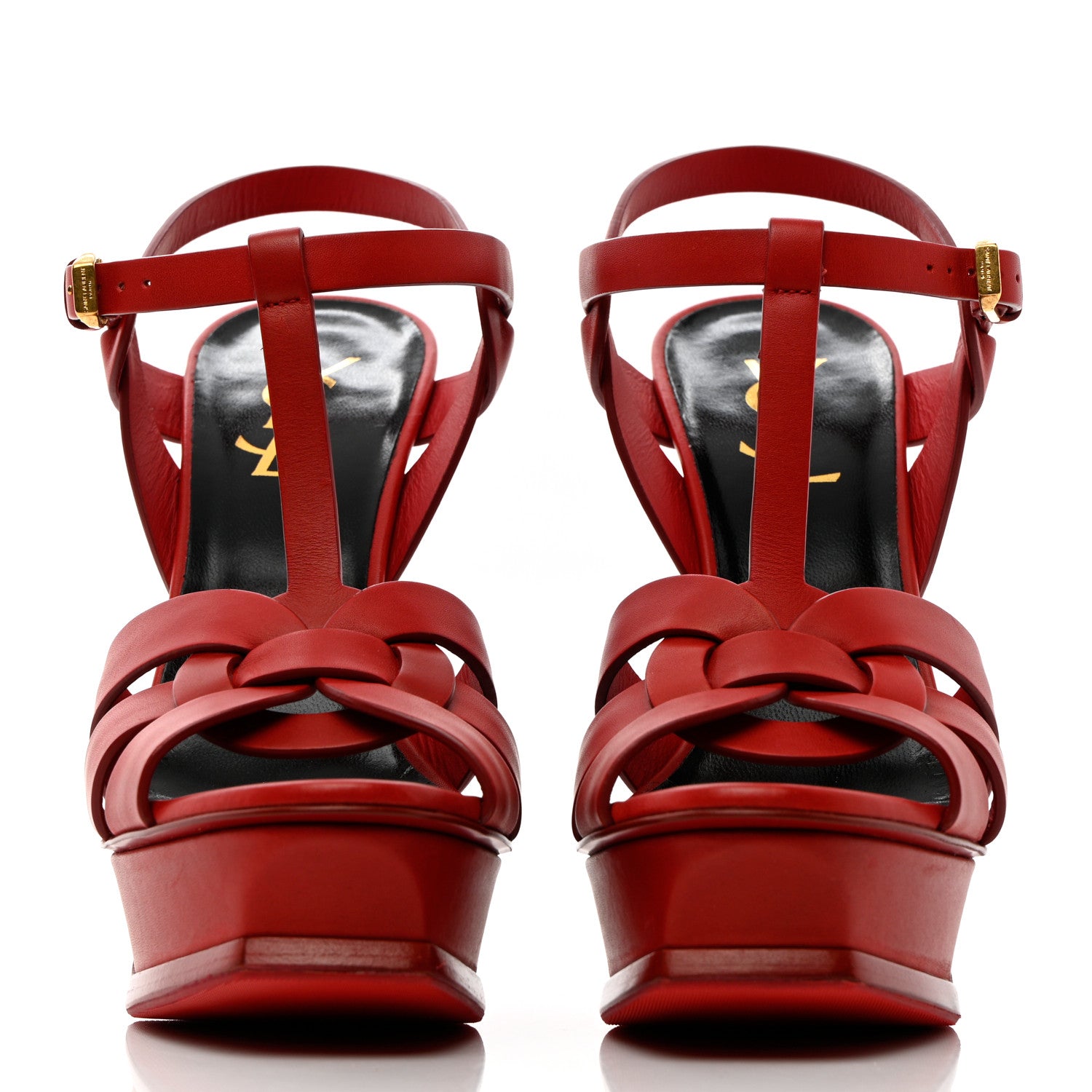 Saint Laurent Calfskin Tribute 105 Platform Sandals 38.5 New Red 2 of 14