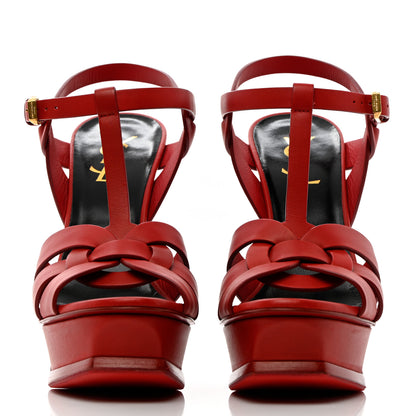 Saint Laurent Calfskin Tribute 105 Platform Sandals 38.5 New Red 2 of 14
