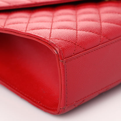Saint Laurent Grain De Poudre Textured Mixed Matelasse Triquilt Medium Monogram Satchel New Red 7 of 10