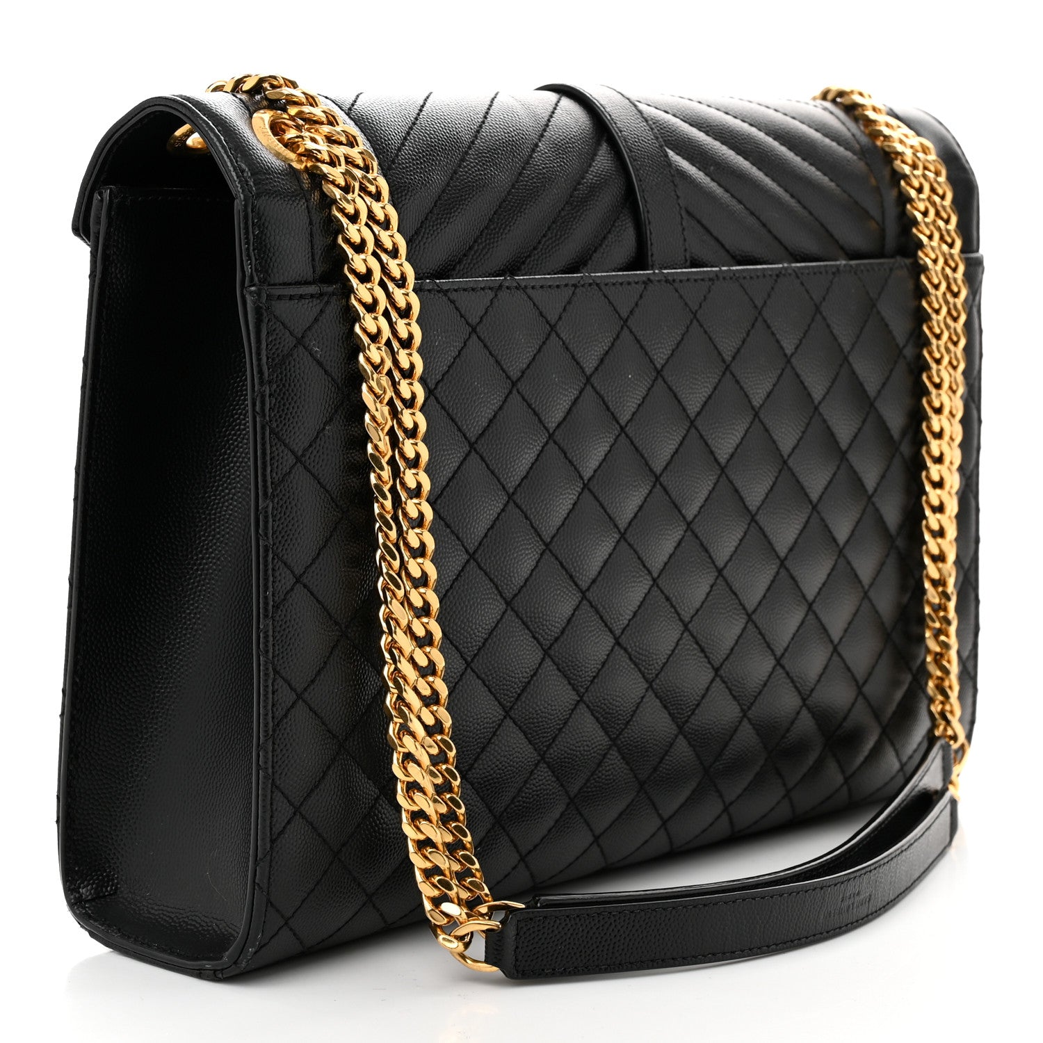 Saint Laurent Grain De Poudre Textured Mixed Matelasse Large Triquilt Monogram Satchel Black 3 of 11