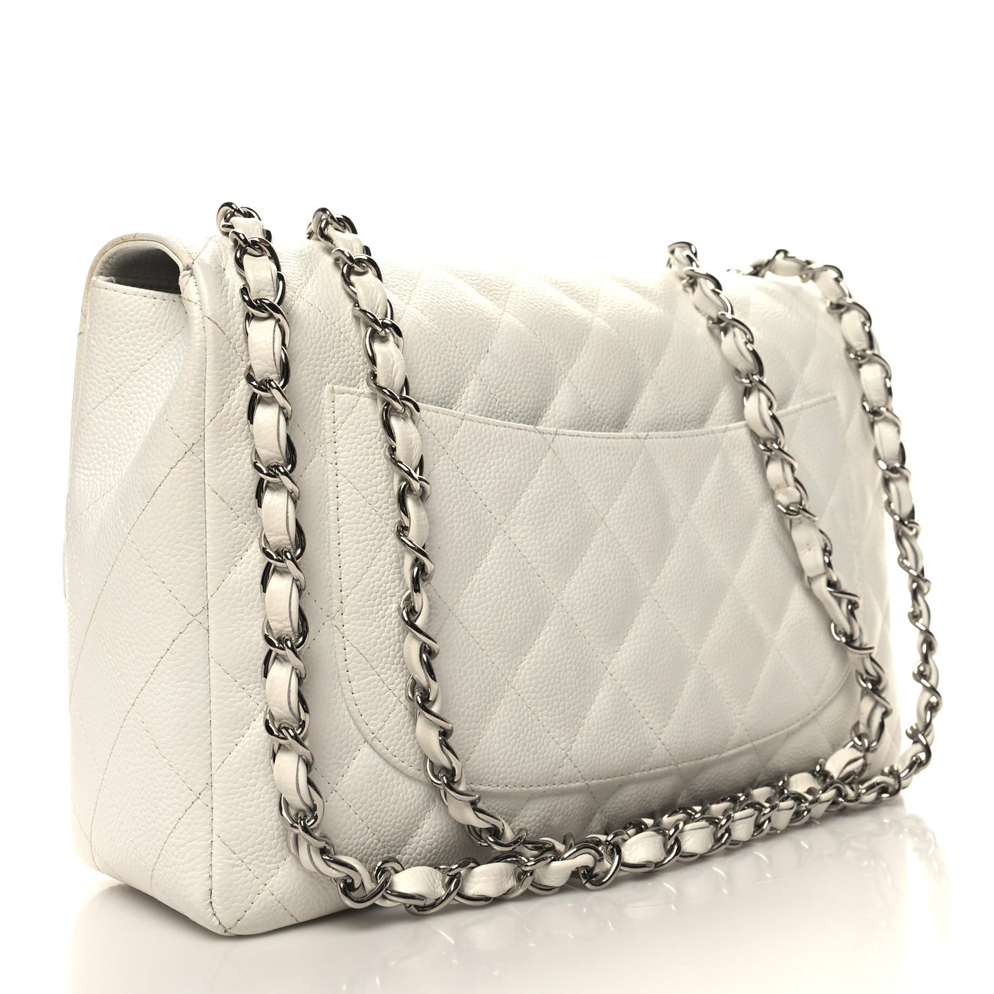 Caviar Quilted Jumbo Single Flap White